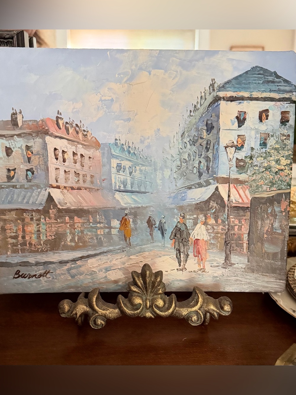 Paris Street Scene Hand-Painted Oil Painting (Burnett Decor Style)